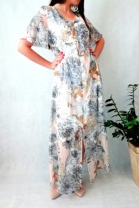 sukienka maxi w w kwiaty tkanina szyfonowa